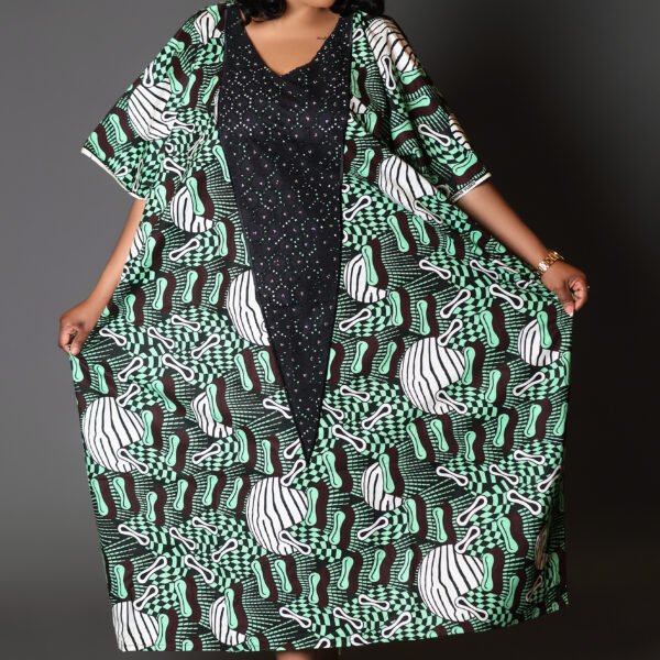 Women Green Super Wax Vlisco Boubou