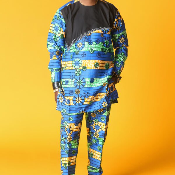 Men Blue&Yellow Super Wax Vlisco